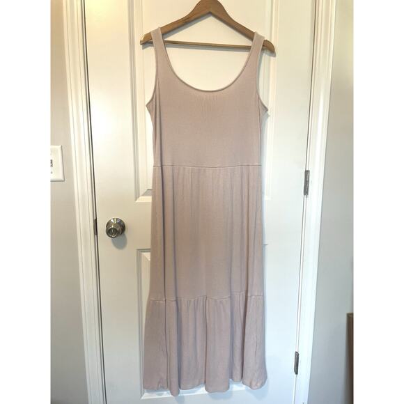 Daily Ritual Women's Ribbed Tank Maxi Dress Comfort Soft Cozy Ballet Core XL - Picture 2 of 6